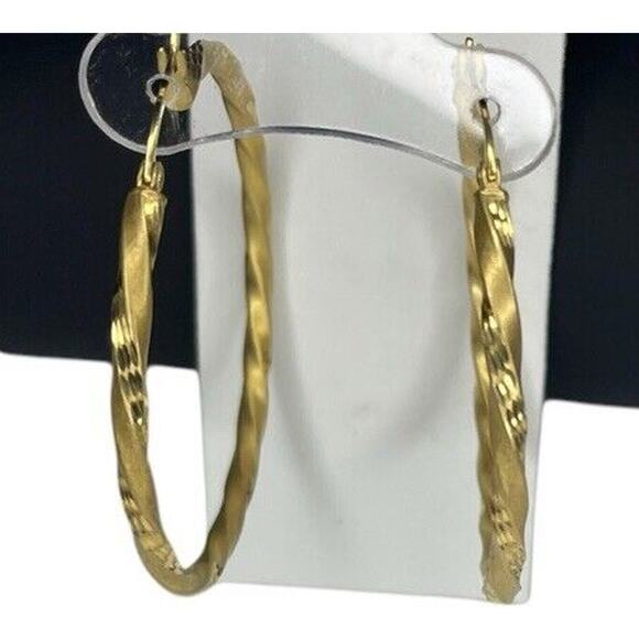 14K Gold Vermeil Twisted Satin Hoop Earrings Stunning Chic Fashion Statement NWT - Picture 9 of 12